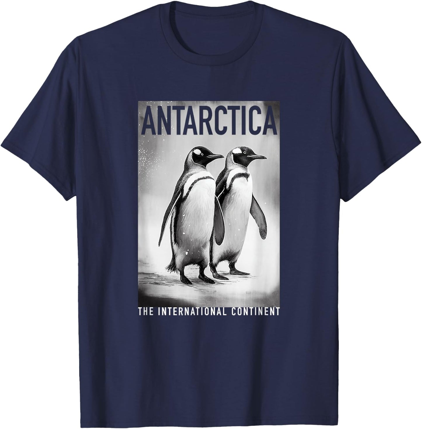 Antarctica Penguins Women Apparel & Decor -Kids Penguin Themed Black Small T-Shirt - T-Shirt | Navy
