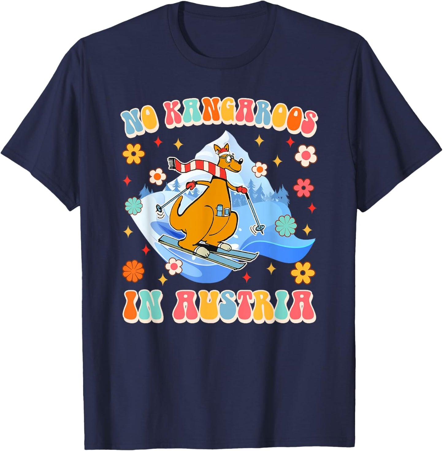 Funny Austrian Vienna Skiing Lover No Kangaroos In Austria T-Shirt - T-Shirt | Navy