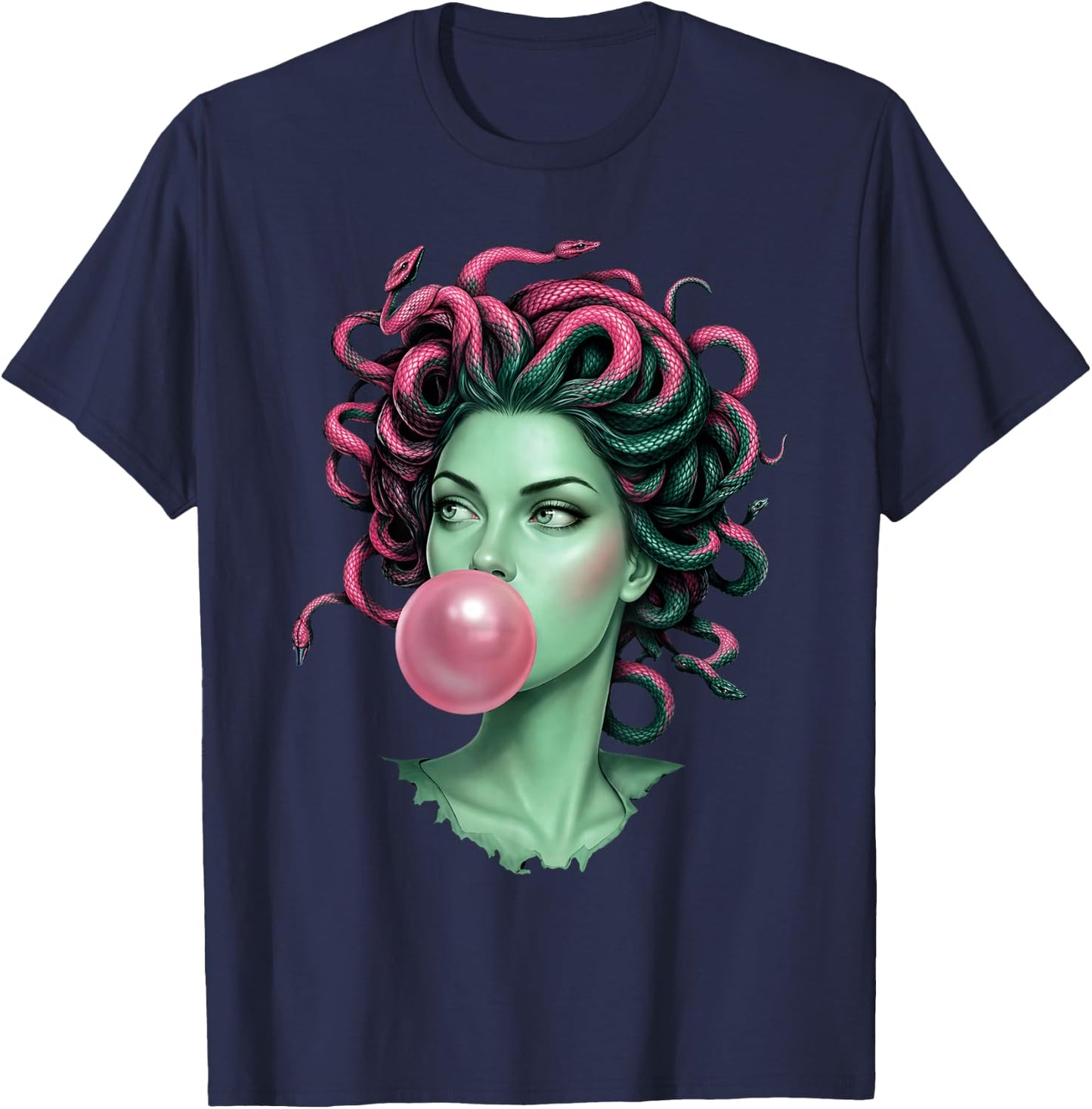 Medusa Bubblegum Mythological Snake Goddess Feminist Women T-Shirt - T-Shirt | Navy