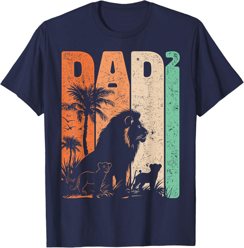 Retro Lion Father with Two Cubs Dad Squared Father's Day