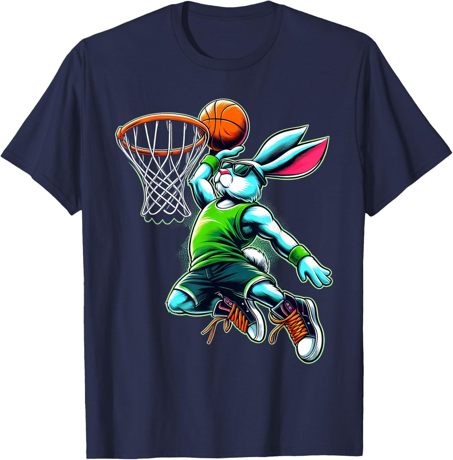 Easter Bunny Basketball Funny Easter Basketball Boys Kids T-Shirt - T-Shirt | Navy