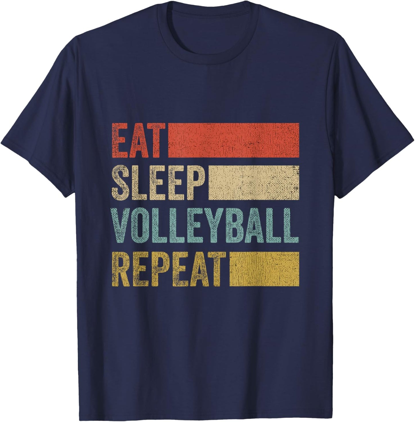 Retro Eat Sleep Volleyball Repeat Lustiges Volleyball T-Shirt - T-Shirt | Navy