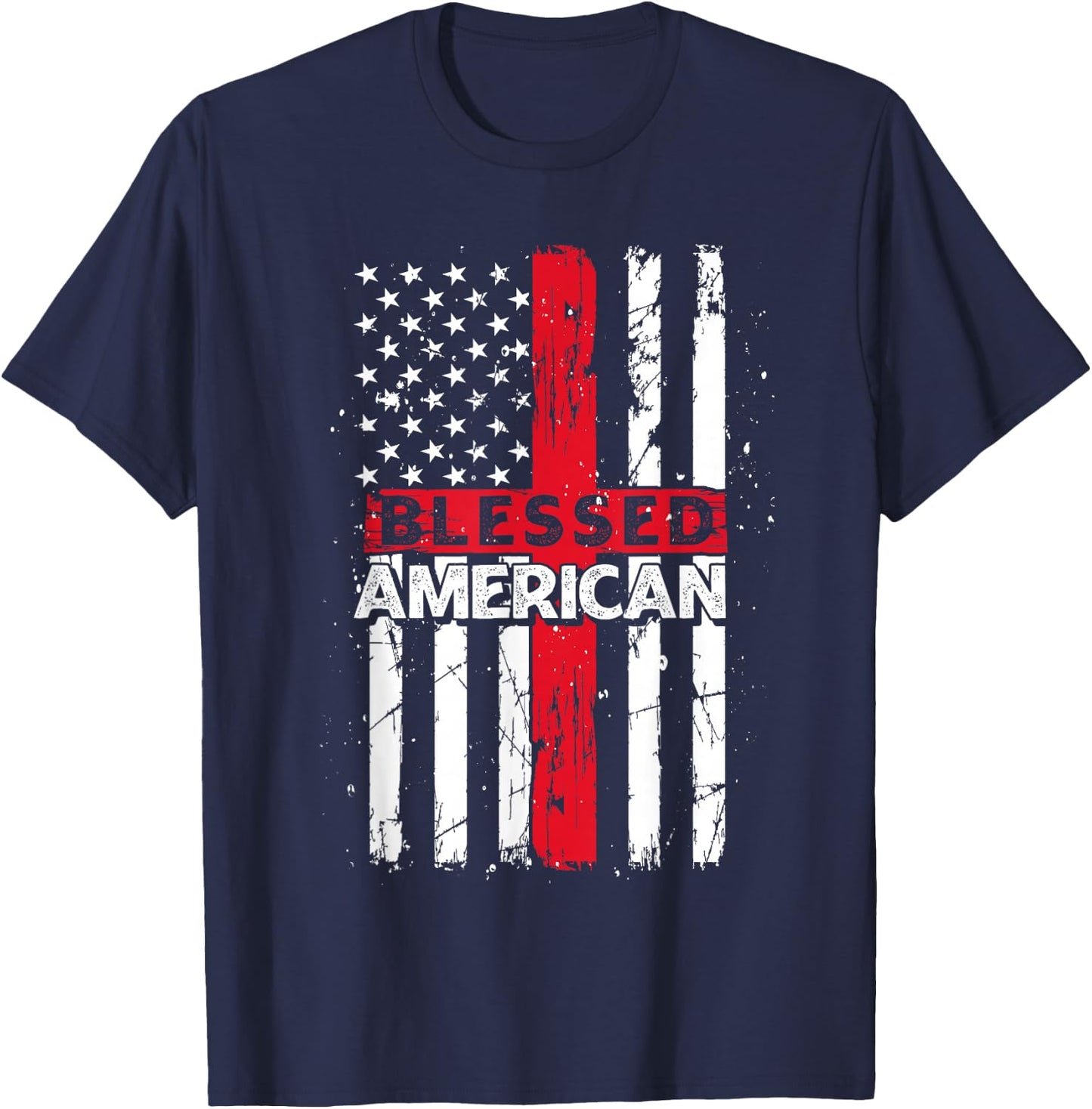 Christian American US Flag Freedom Patriotic 4th Of July Kids Men T-Shirt - T-Shirt | Navy