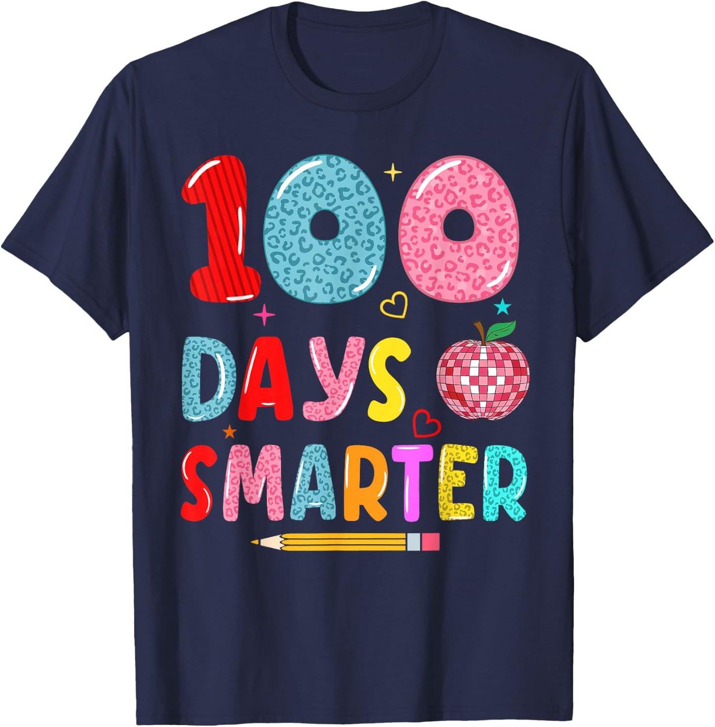 100 days Smarter leopard 100th Day Of school girls boys T-Shirt - T-Shirt | Navy
