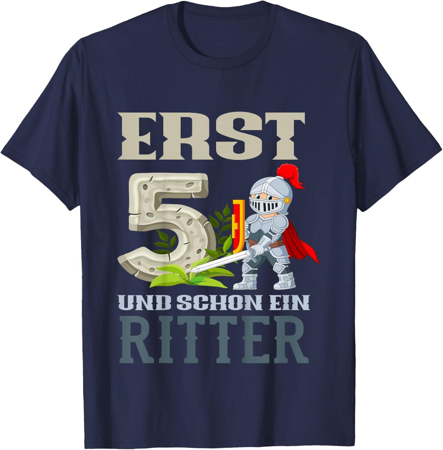 Children's 5th Birthday with Knight Design T-Shirt - T-Shirt | Navy