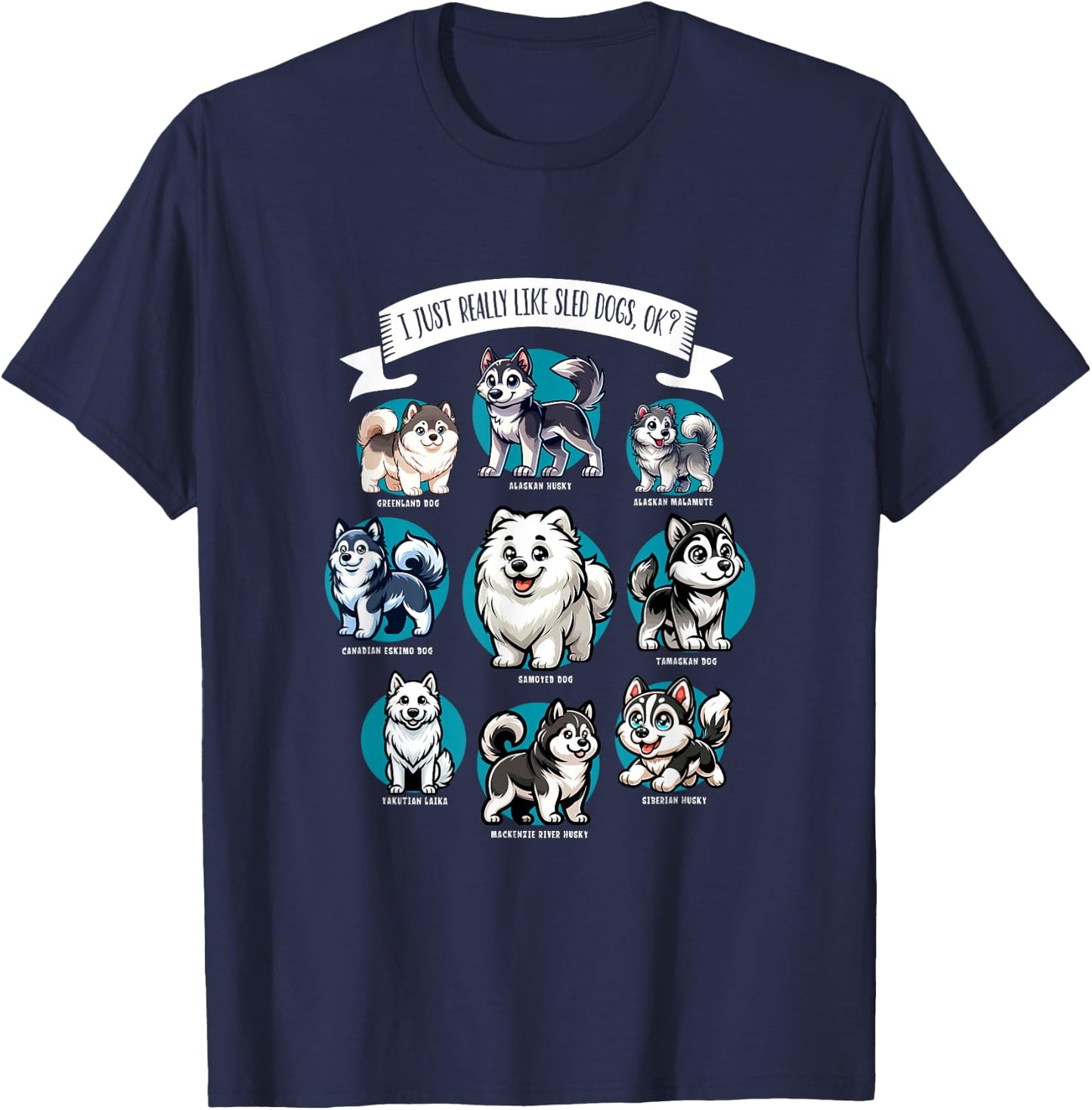 Various Sled Dog Breeds Women Girls Kids T-Shirt - T-Shirt | Navy