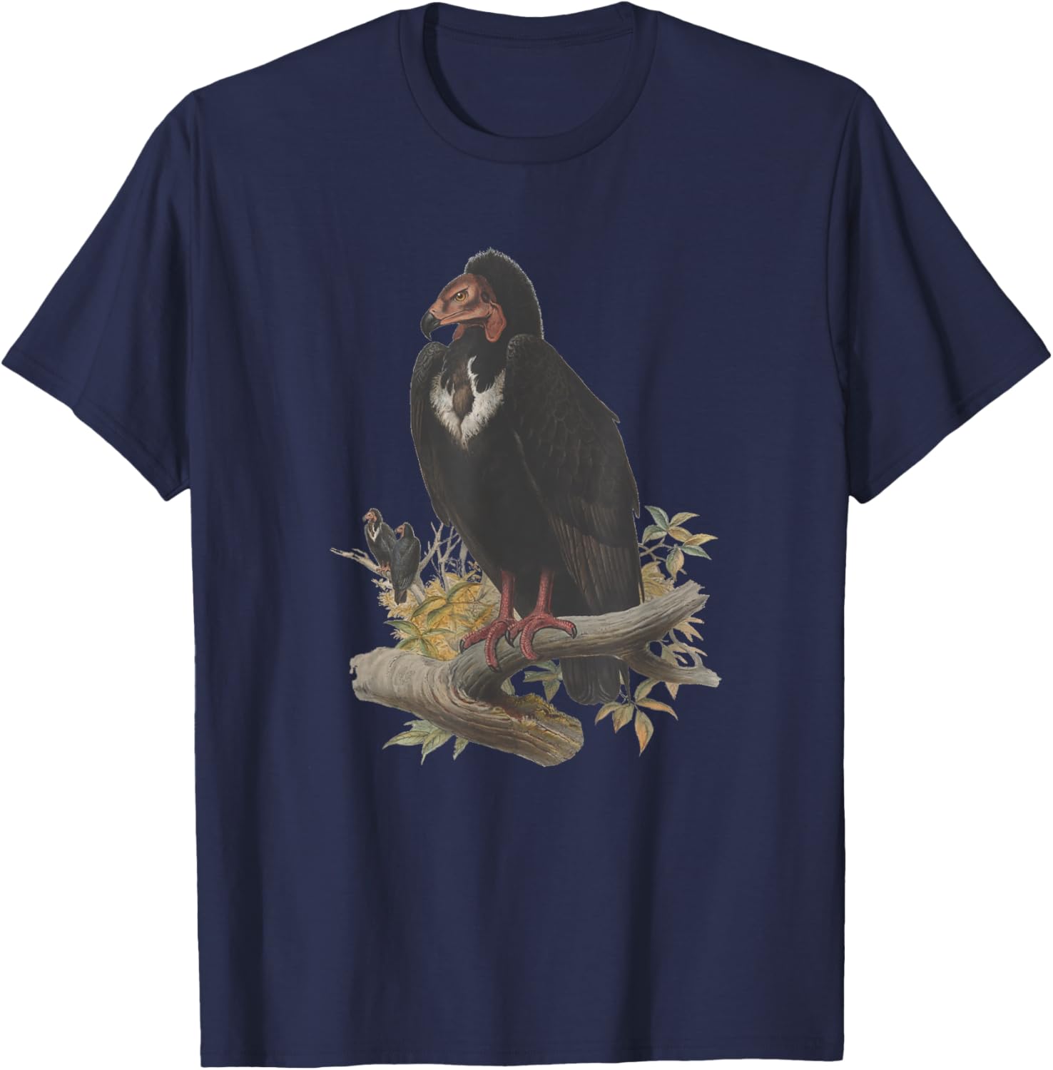 Vintage Vulture Scientific Drawing Shirt - Turkey Red-Headed T-Shirt - T-Shirt | Navy