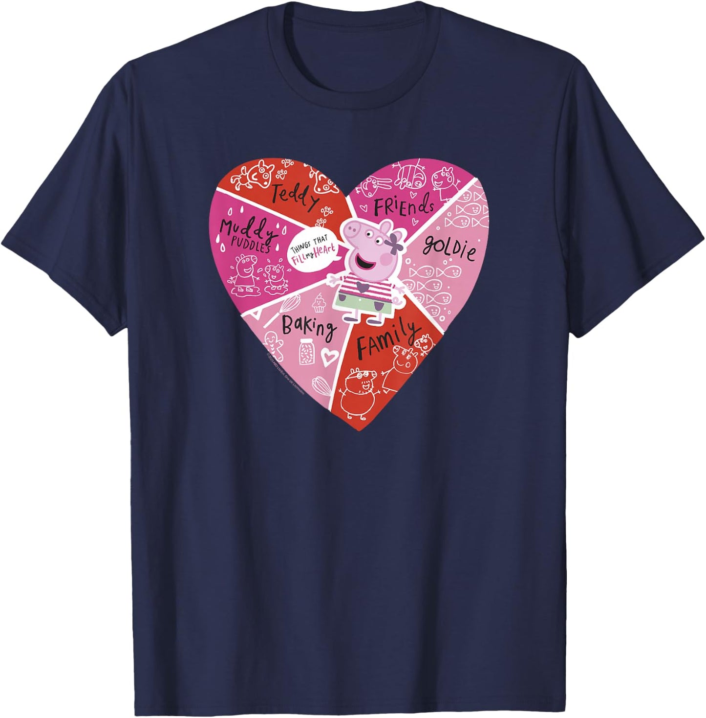 Peppa Pig Things That Fill My Heart Lovely Collage T-Shirt - T-Shirt | Navy
