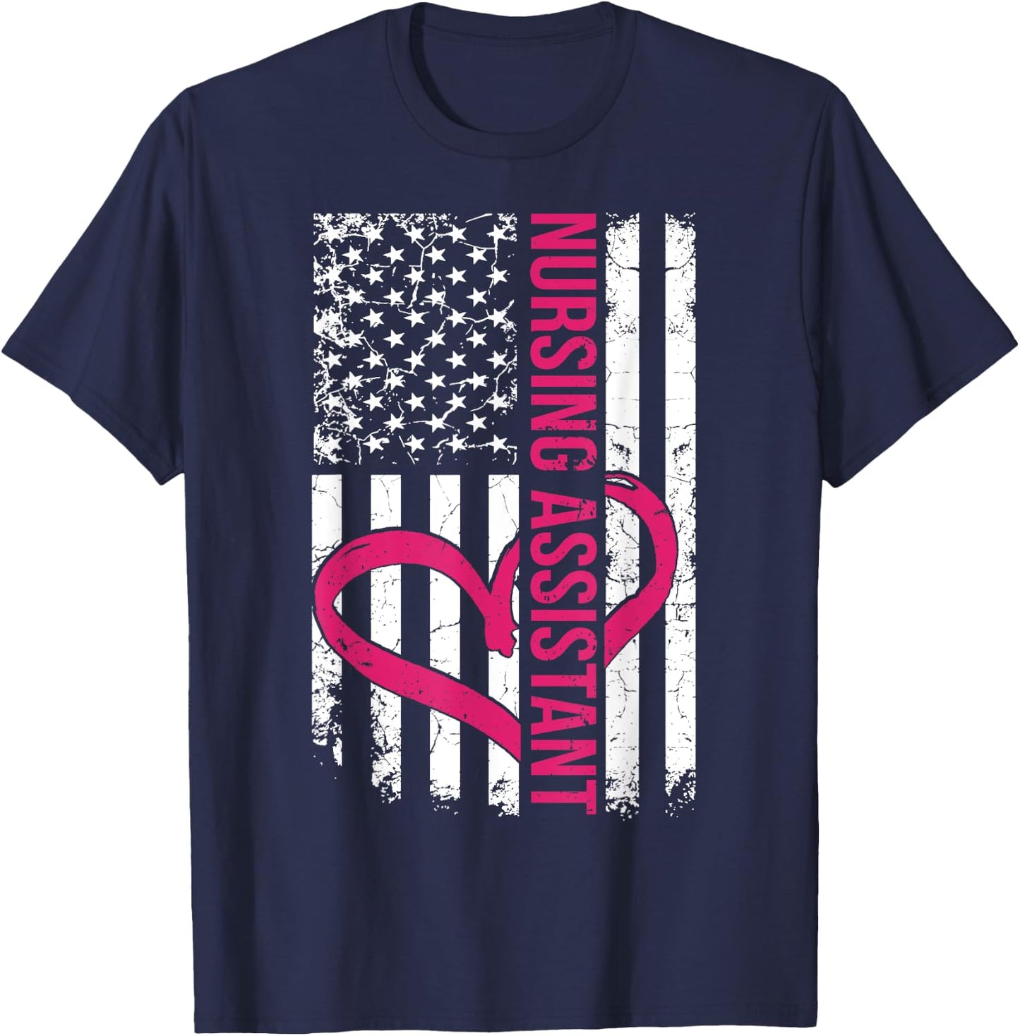 Nursing Assistant Nurse Flag Gift Women or Male CNA Nurses T-Shirt - T-Shirt | Navy