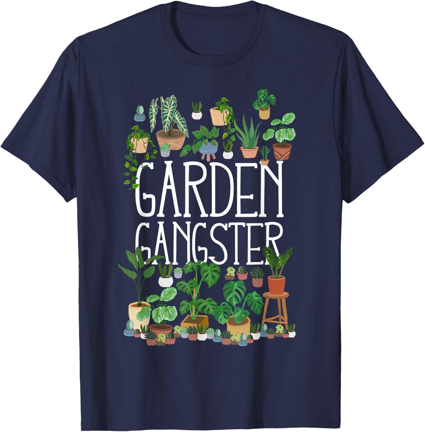 Potted Plant Garden Gangster T-Shirt - T-Shirt | Navy