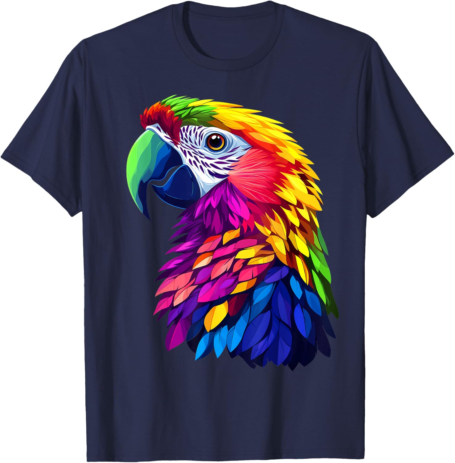 Colorful Macaw Vibrant Rainforest Birds Jungle Animals Black T-Shirt - T-Shirt | Navy