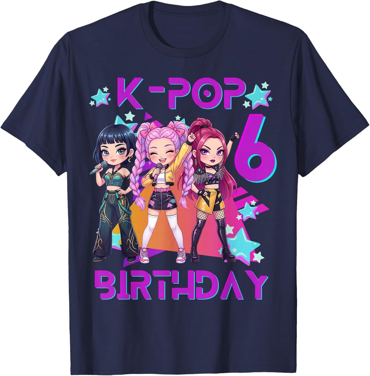 Lustiges Chibi Kpop Girl It's My 6th Birthday T-Shirt - T-Shirt | Navy