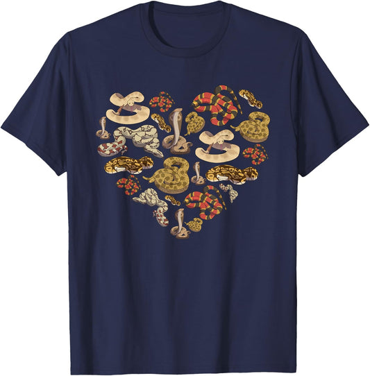 Reptile Serpent Herpetology Valentines Day Heart Snake T-Shirt - T-Shirt | Navy