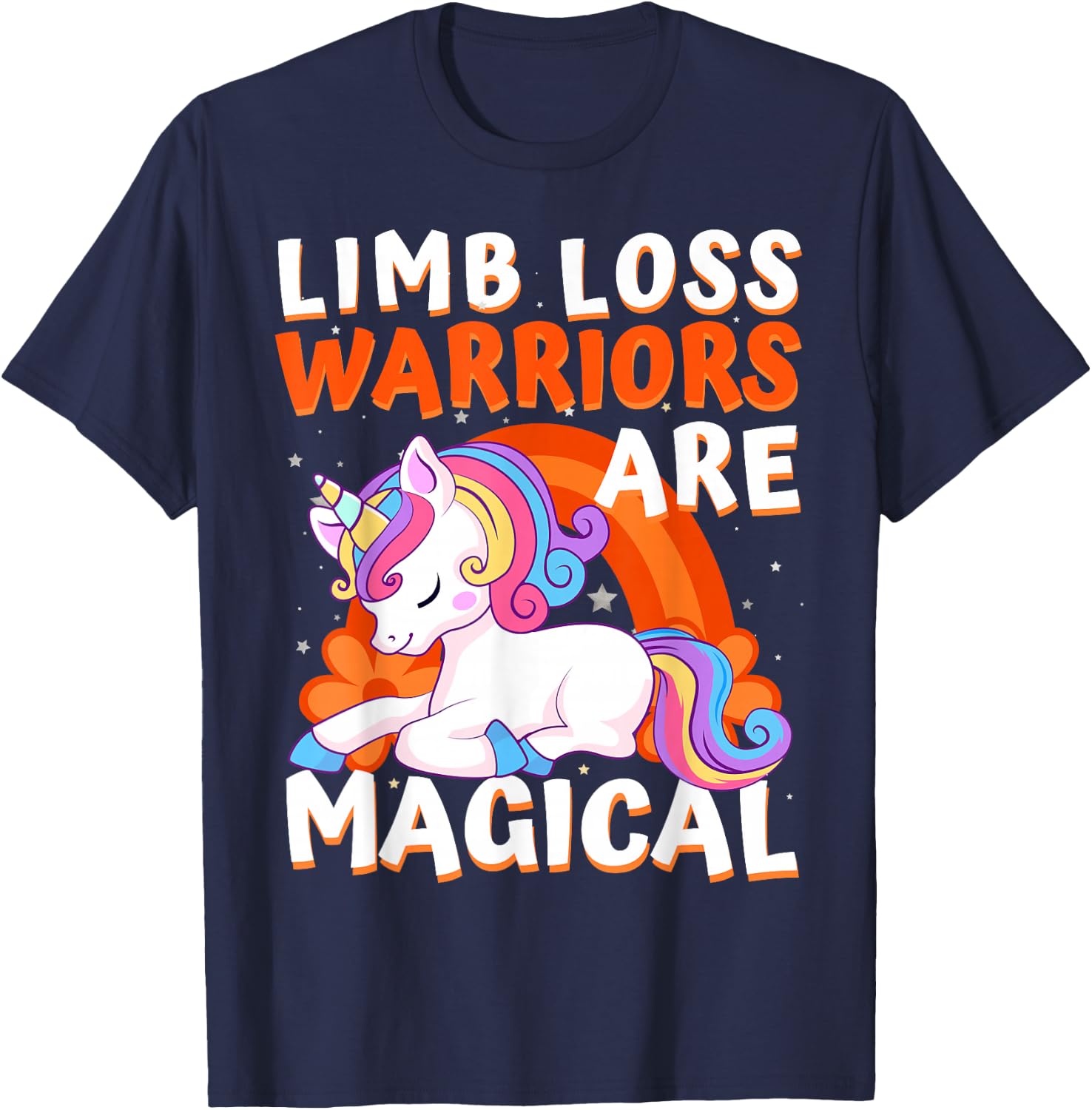 Warriors Are Magical Limb Loss Awareness Ribbon Unicorn T-Shirt - T-Shirt | Navy