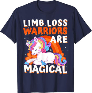 Warriors Are Magical Limb Loss Awareness Ribbon Unicorn T-Shirt - T-Shirt | Navy