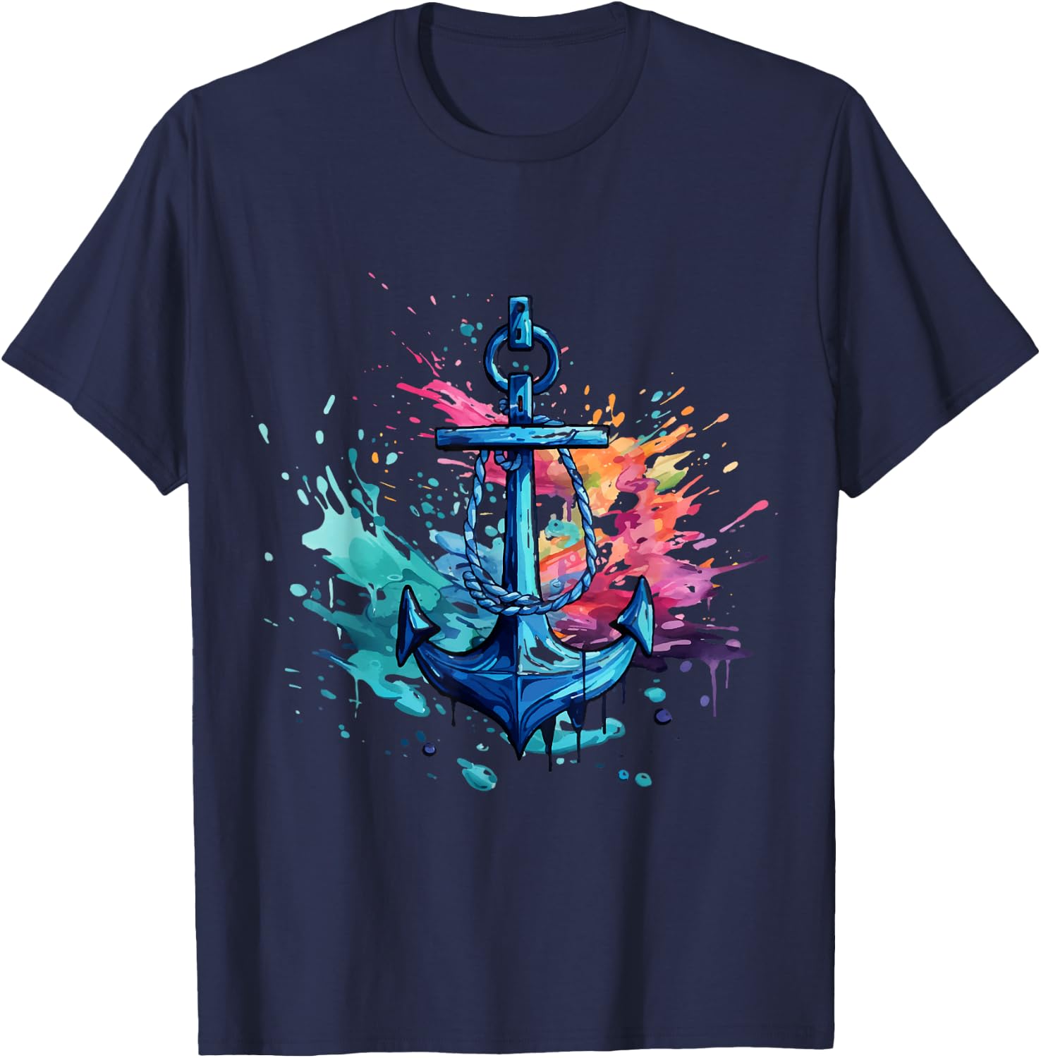 Anchor Sailor and Captain Design Motorboat Sailing , Black, S T-Shirt - T-Shirt | Navy