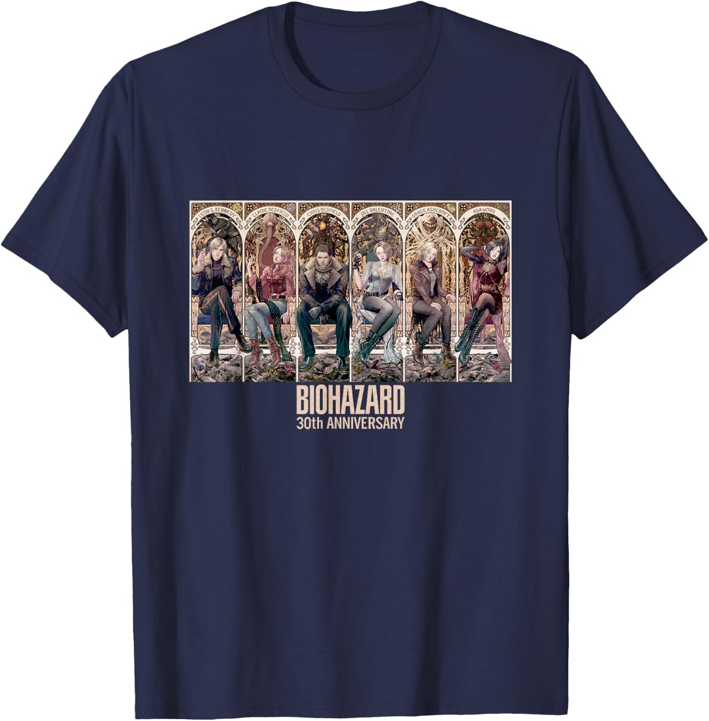 Resident Evil 30th Anniversary Key Art FP T-Shirt - T-Shirt | Navy