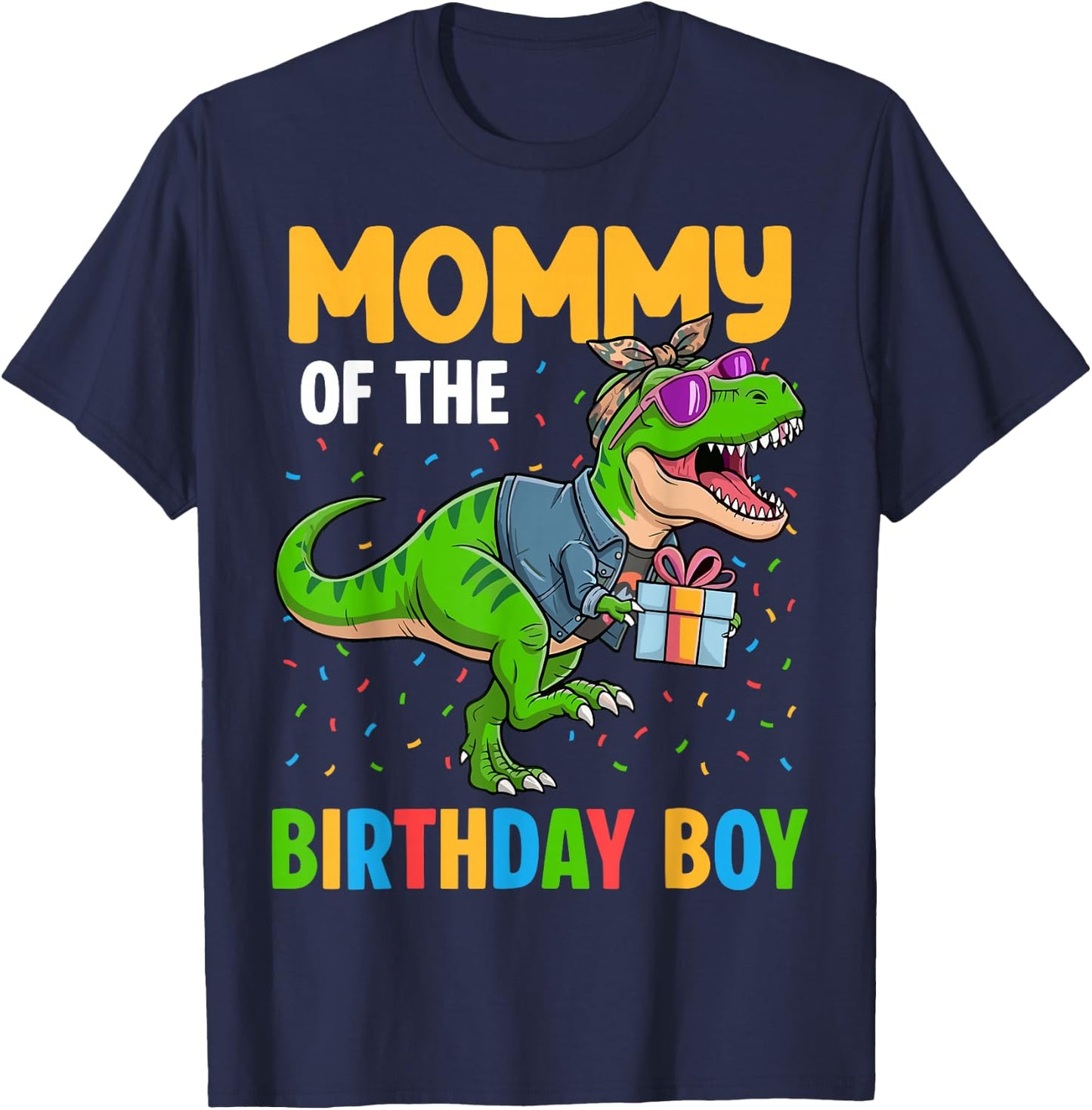 Mommy of The Birthday Party Outfit Dinosaur Squad Mom T-Shirt - T-Shirt | Navy
