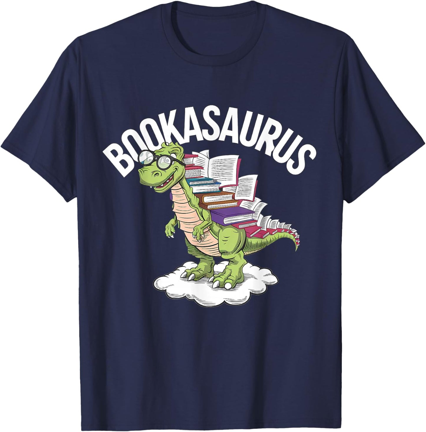Book Dinosaur T-Rex Bookworm Dino Funny Book Reading T-Shirt - T-Shirt | Navy
