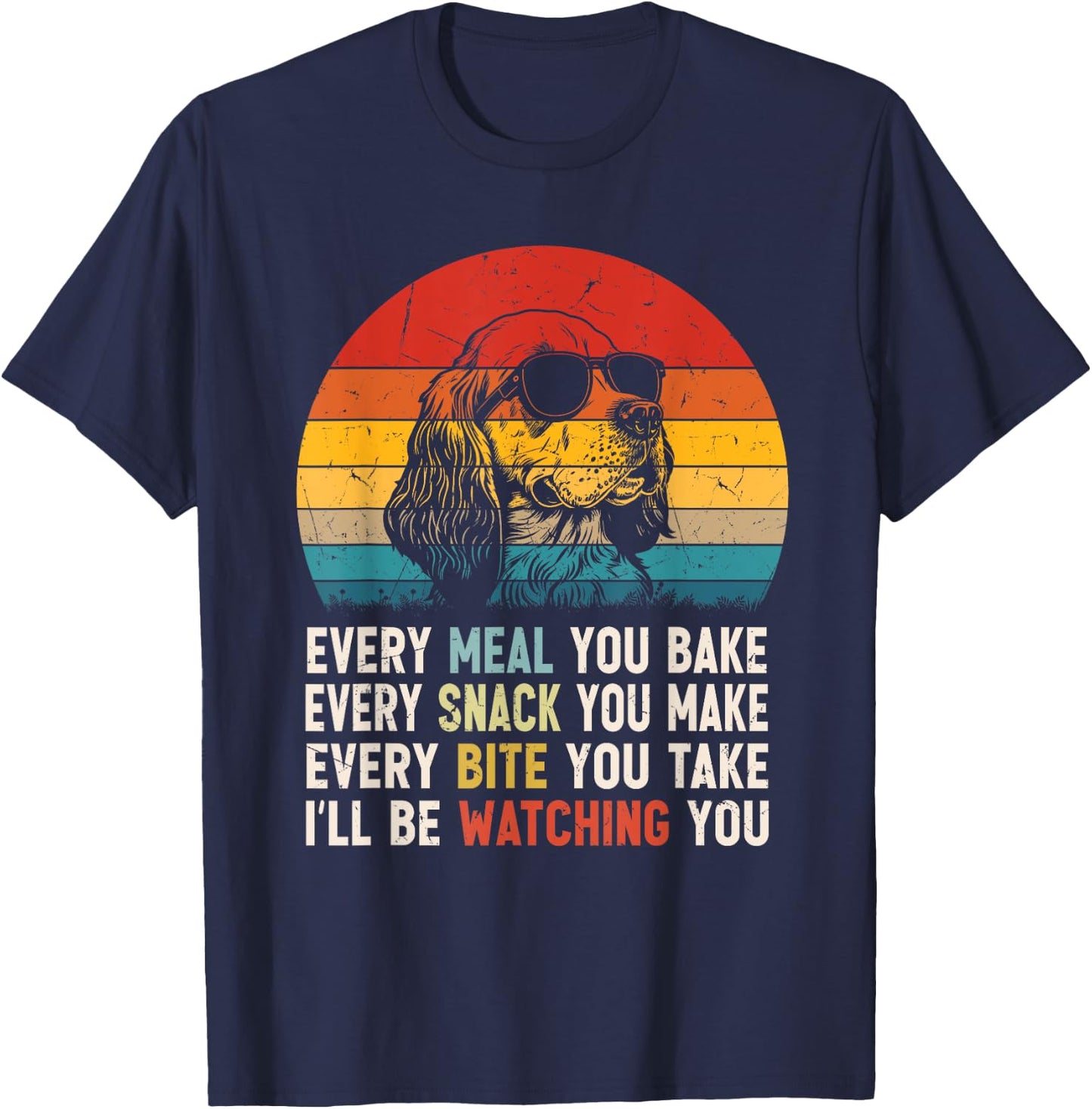 Retro Vintage Dog Funny Clumber Spaniel Dog Owner Dog Snack T-Shirt - T-Shirt | Navy