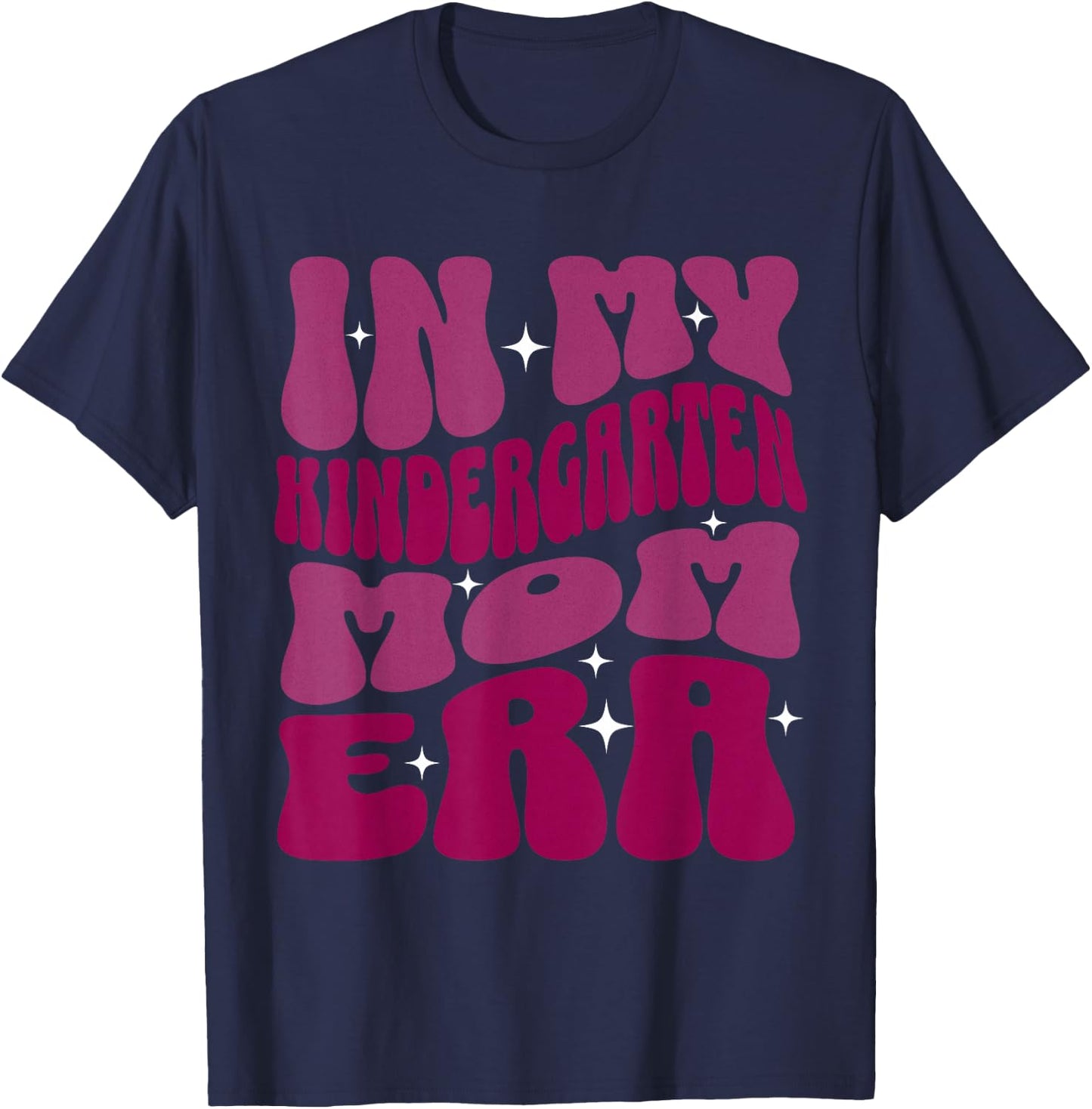 Groovy In My Kindergarten Mom Era Retro T-Shirt - T-Shirt | Navy