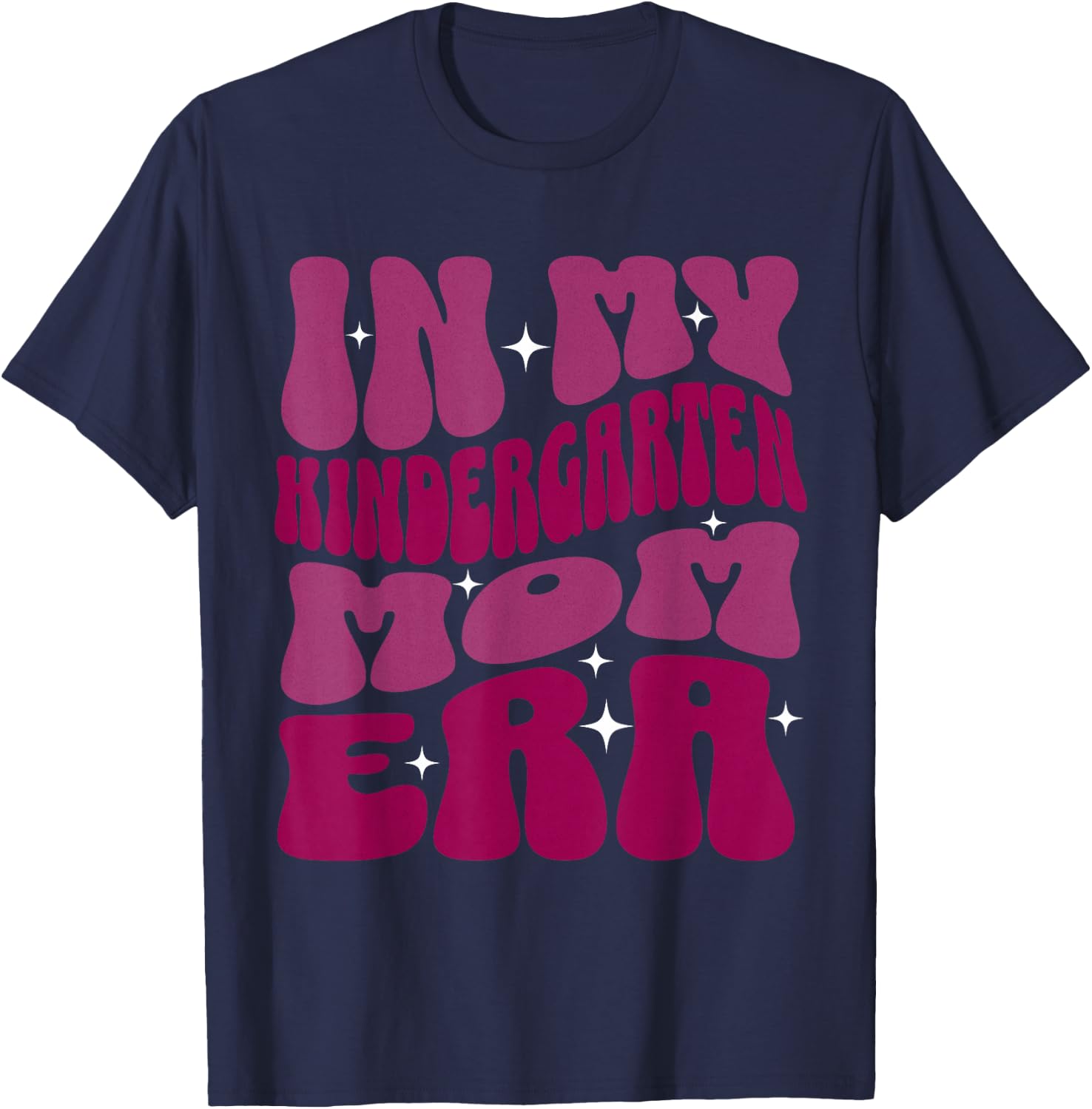 Groovy In My Kindergarten Mom Era Retro T-Shirt - T-Shirt | Navy