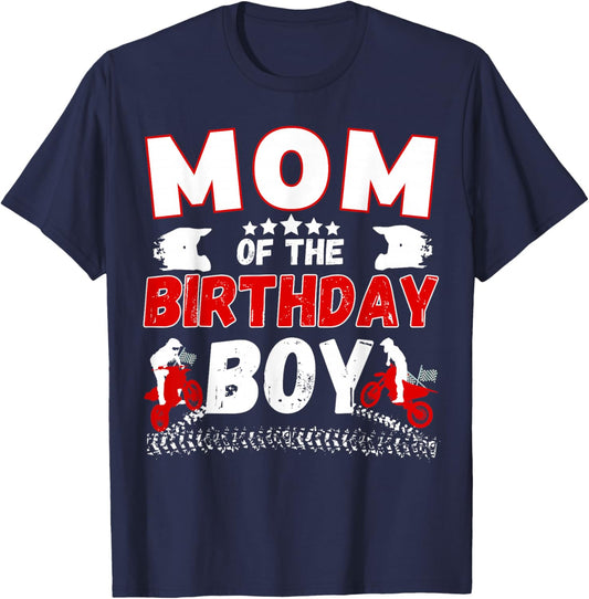 Mom of the Birthday Boy Dirt Bike Motocross Birthday Party T-Shirt - T-Shirt | Navy
