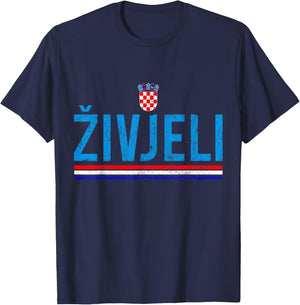 Zivjeli Croatian Flag Pride Vintage Croatia T-Shirt - T-Shirt | Navy