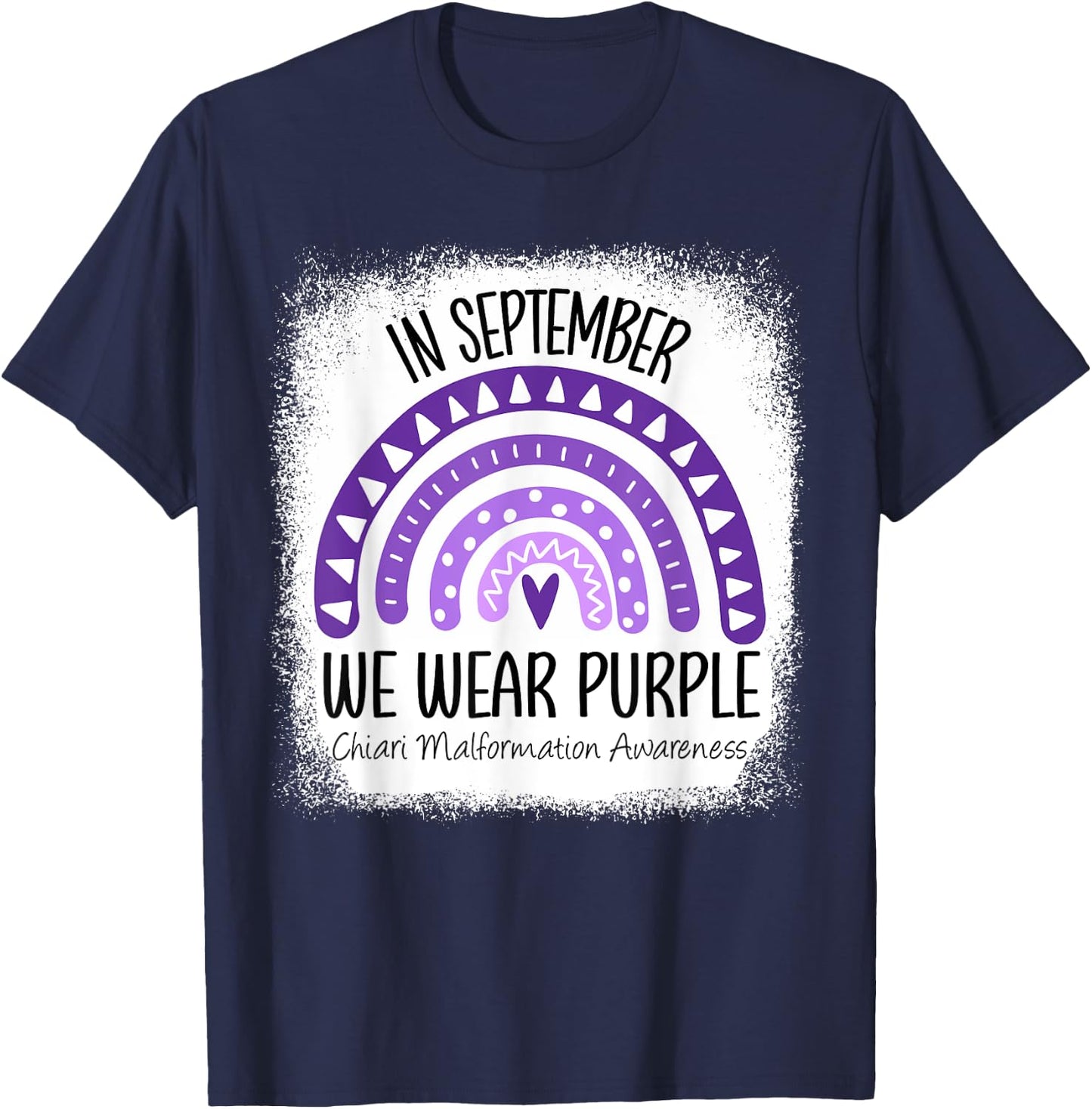 Rainbow September Wear Purple Chiari Malformation Awareness T-Shirt - T-Shirt | Navy