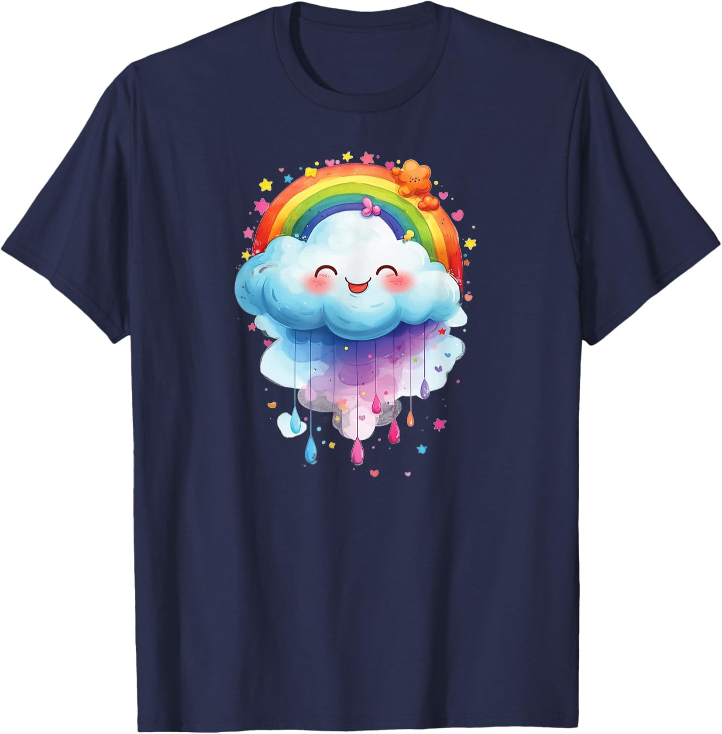 Colourful Proud Cloud with Rainbow , black T-Shirt - T-Shirt | Navy