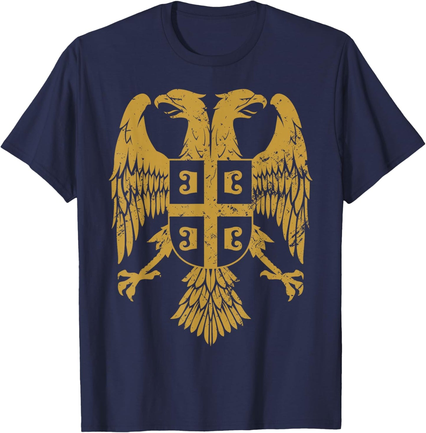 Serbian Double Headed Eagle a Serbia Coat of Arms Fan T-Shirt - T-Shirt | Navy