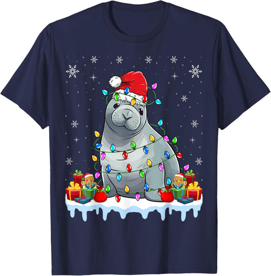 Seals Wearing Santa Hat Xmas - Seals Lover Christmas T-Shirt - T-Shirt | Navy
