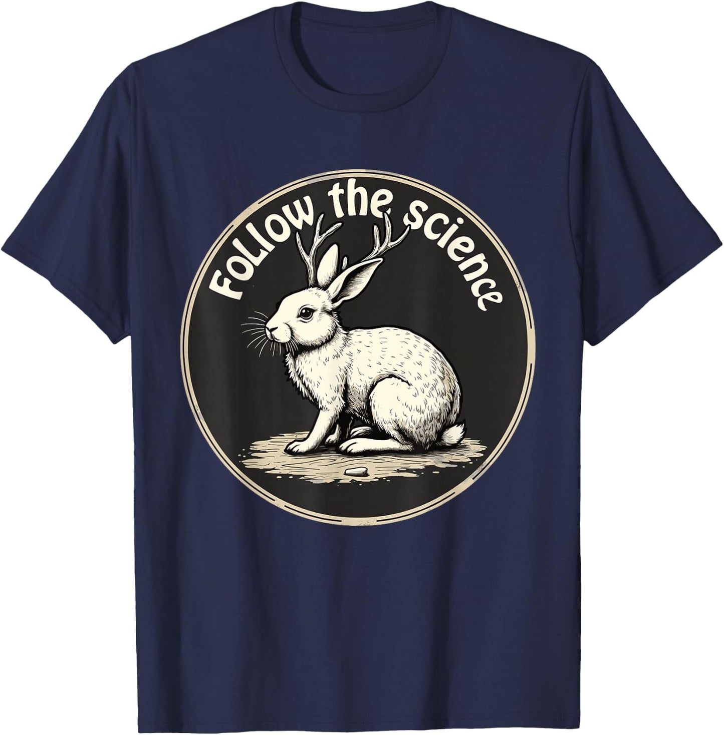 Jackalope Cryptid Mythical Rabbit T-Shirt - T-Shirt | Navy