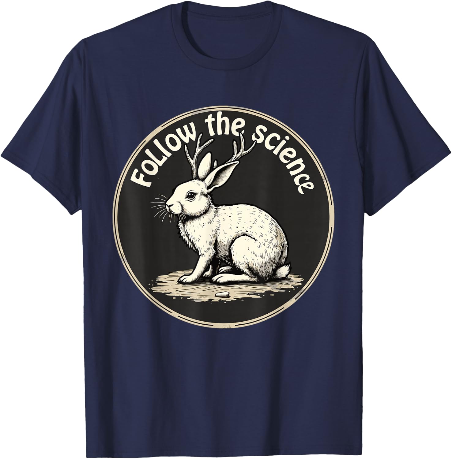 Jackalope Cryptid Mythical Rabbit T-Shirt - T-Shirt | Navy