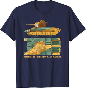 Matilda II Infantry Tank Mark II WW2 British Tanks T-Shirt - T-Shirt | Navy