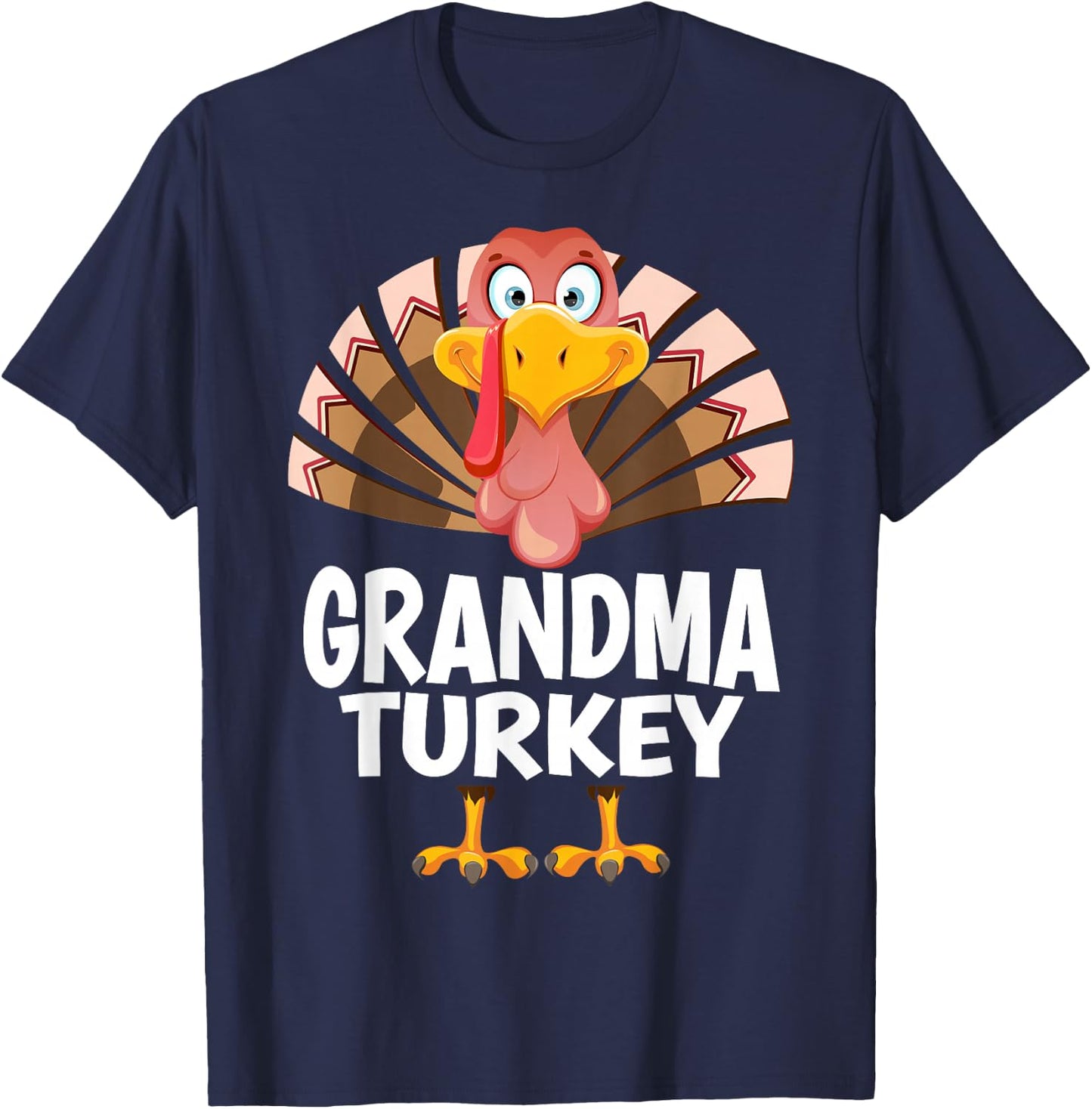 Thanksgiving Grandma Turkey Matching Pajama T-Shirt - T-Shirt | Navy