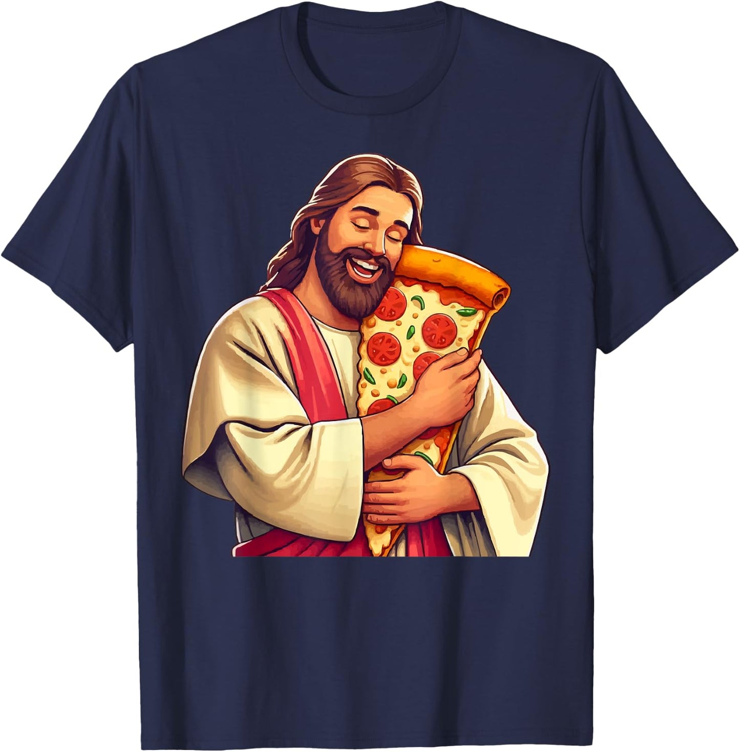 Funny Jesus Pizza Lover Christian Humor Pizza Joke T-Shirt - T-Shirt | Navy