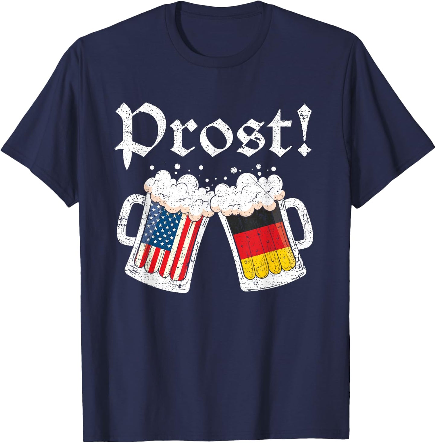 Oktoberfest Shirt American German Flag Beer Cheers T-Shirt - T-Shirt | Navy