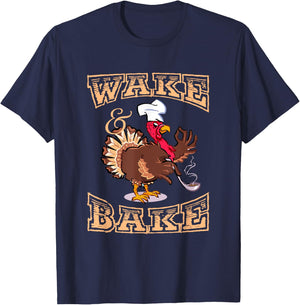 Funny Turkey Wake and Bake Thanksgiving For Kids T-Shirt - T-Shirt | Navy