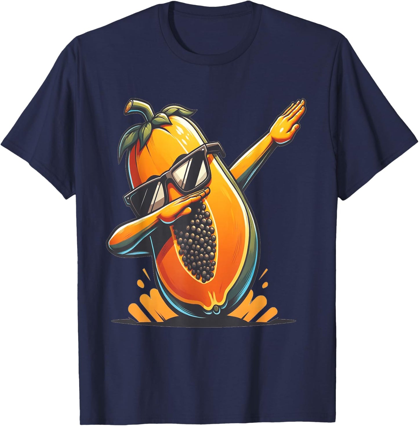 Dab Papaya Tanzende Dabbing Papaya Frucht mit Sonnenbrille T-Shirt - T-Shirt | Navy
