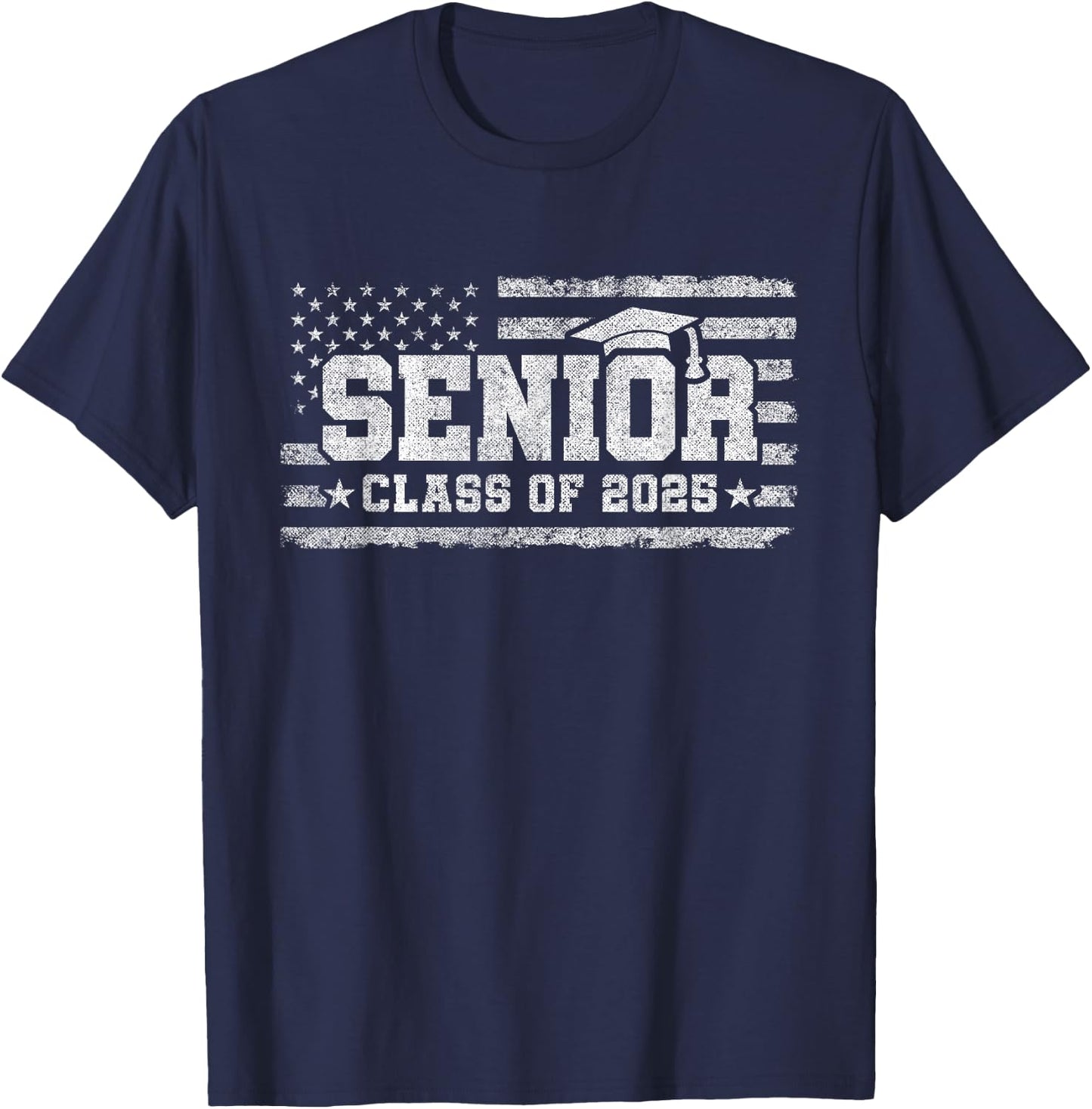 Senior Class 2025 Graduation - American Flag - Senior 2025 T-Shirt - T-Shirt | Navy