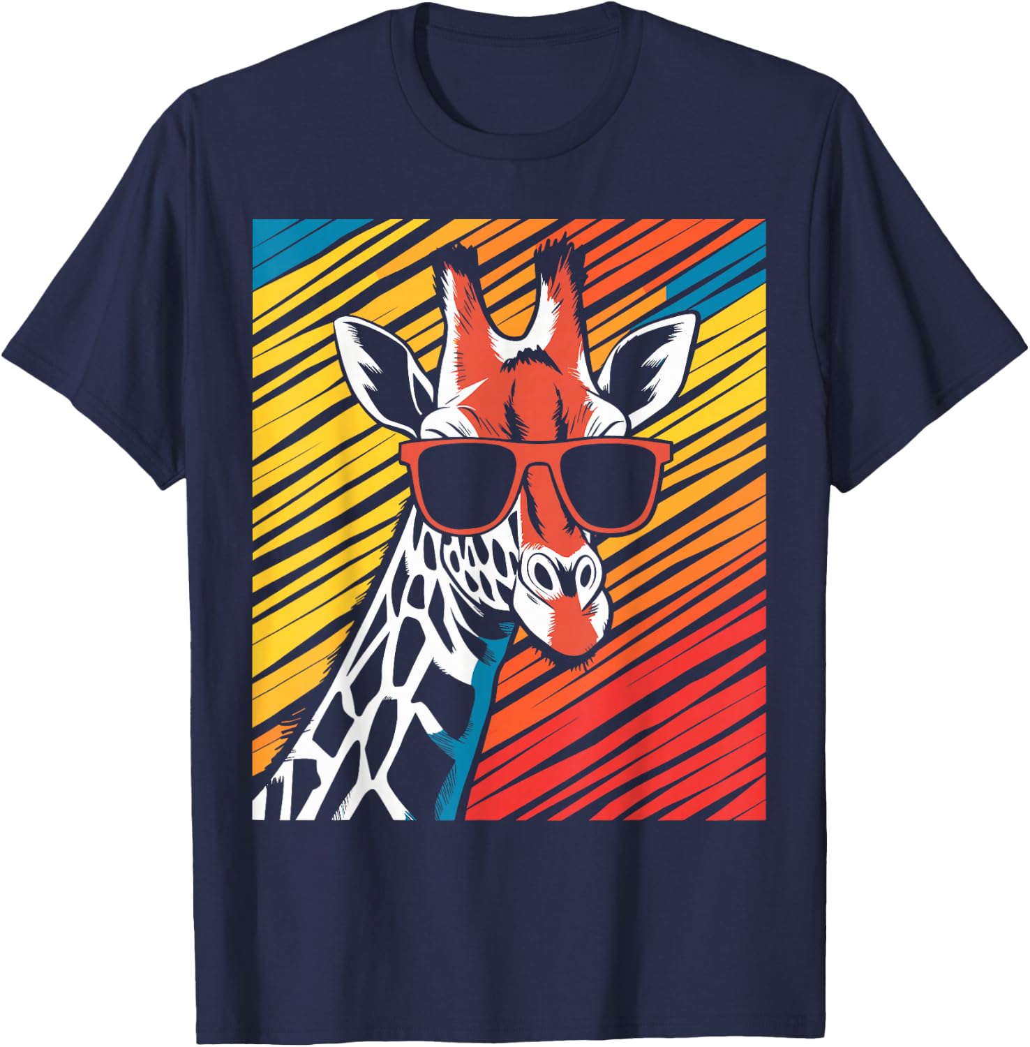 Giraffe Sunglasses Animal Giraffe T-Shirt - T-Shirt | Navy