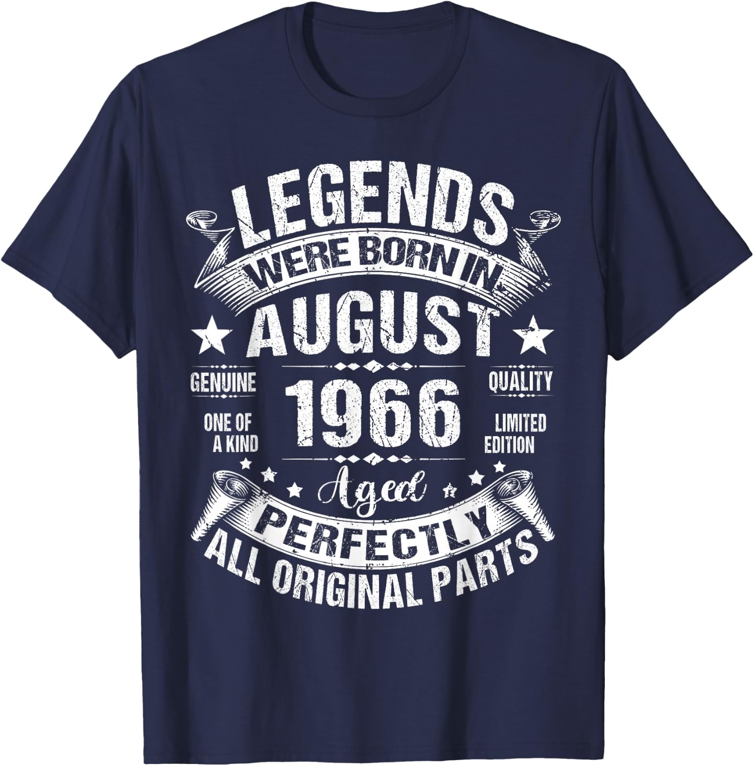 Legends were Born in August 1966 60th Birthday 60 Years Old T-Shirt - T-Shirt | Navy