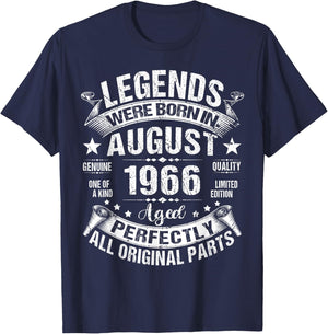 Legends were Born in August 1966 60th Birthday 60 Years Old T-Shirt - T-Shirt | Navy