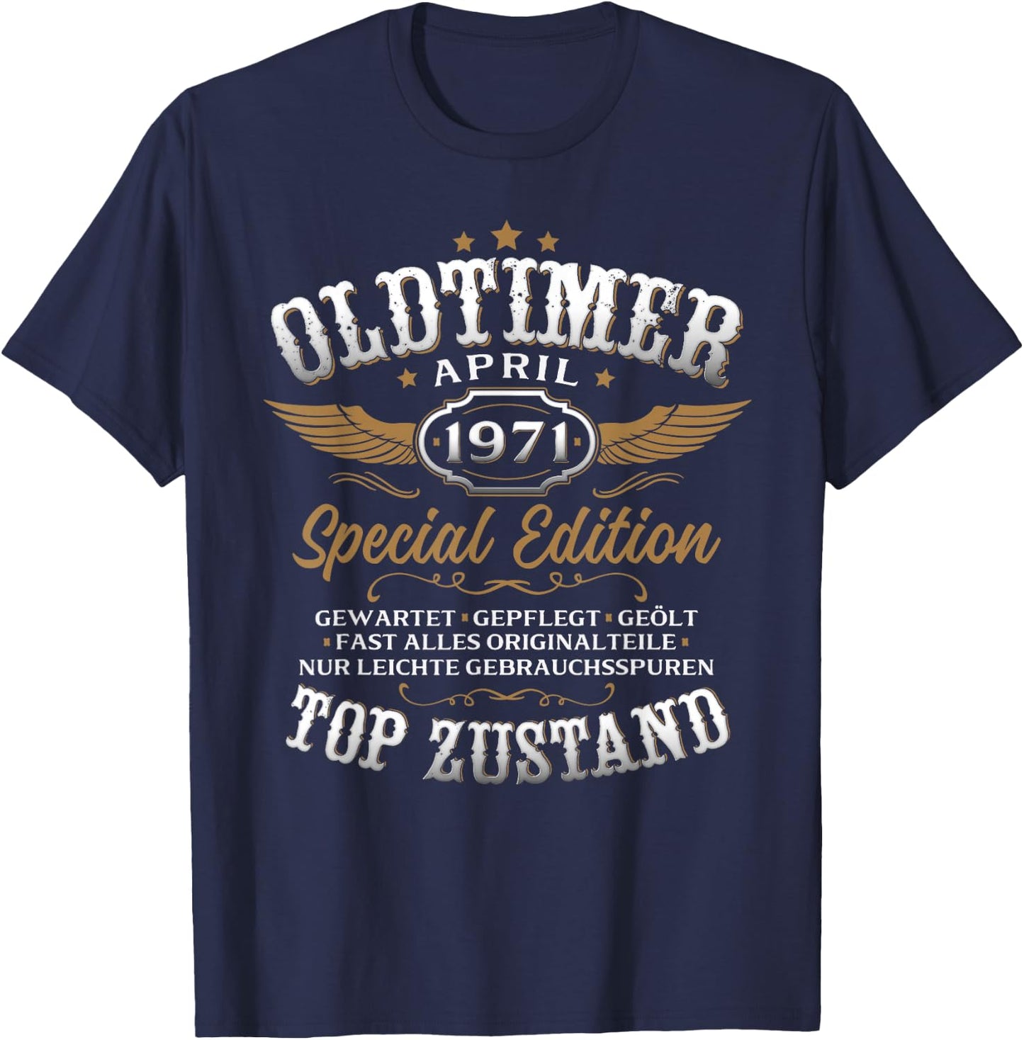 55. Geburtstag Geschenk Mann Oldtimer April 1971 55 Jahre T-Shirt - T-Shirt | Navy
