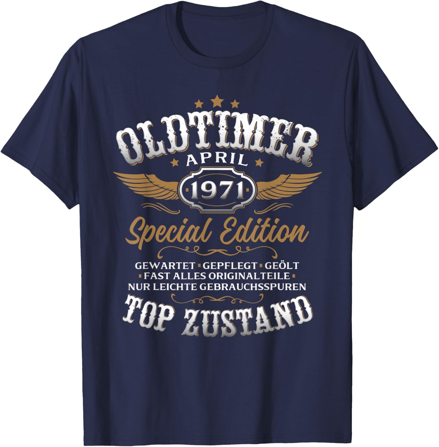 55. Geburtstag Geschenk Mann Oldtimer April 1971 55 Jahre T-Shirt - T-Shirt | Navy