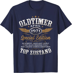 55. Geburtstag Geschenk Mann Oldtimer April 1971 55 Jahre T-Shirt - T-Shirt | Navy