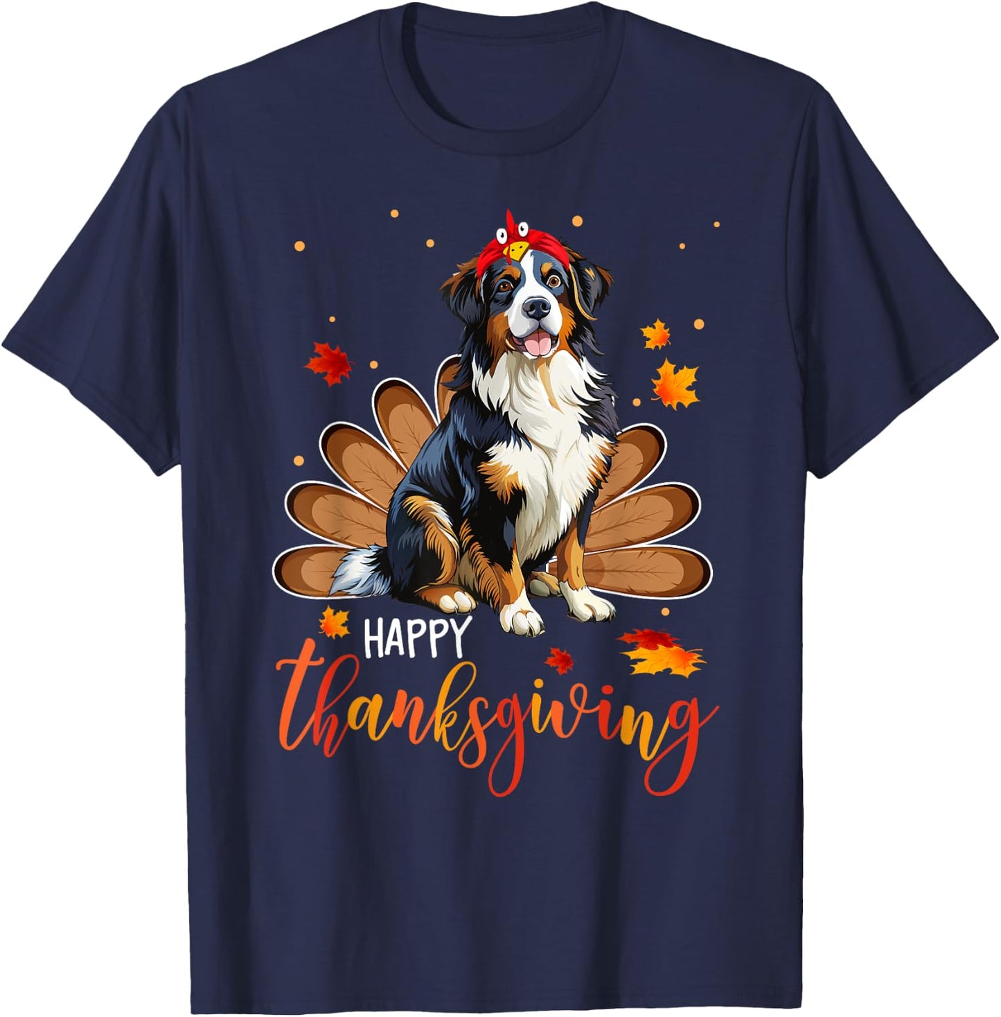 Cute Bernese Mountain Happy Thanksgiving turkey Dog T-Shirt - T-Shirt | Navy