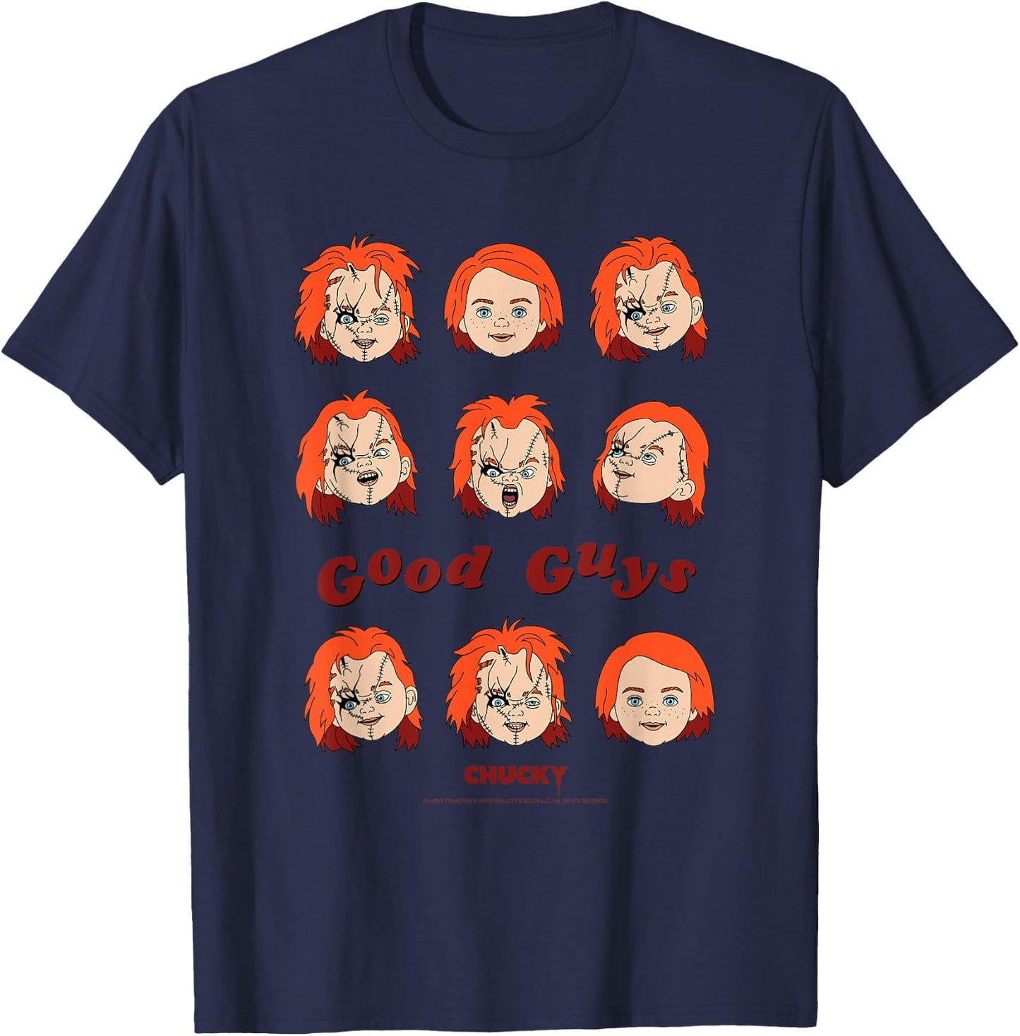 Chucky Good Guys Faces T-Shirt - T-Shirt | Navy