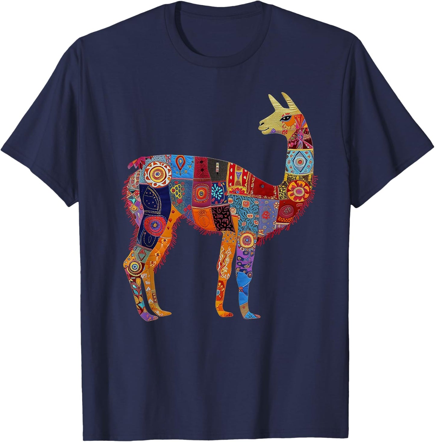 Peruvian Llama Alpaca Flowers Colourful Peru Souvenir T-Shirt - T-Shirt | Navy